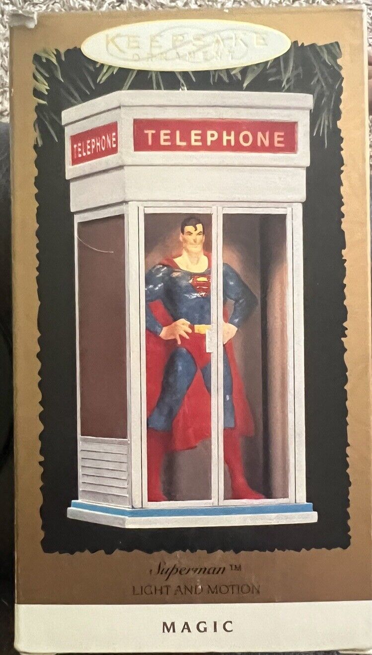 Hallmark Keepsake Magic 1995 Superman Telephone Booth Ornament Light Motion NIB