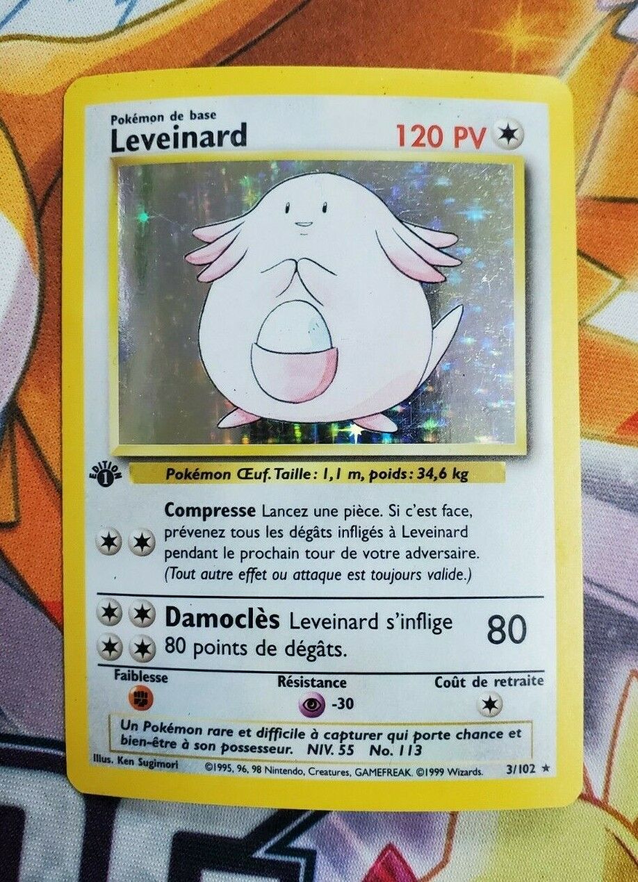 LEVEINARD CHANSEY 3/102 1st EDITION French RARE HOLO Pokemon Card LP-NM