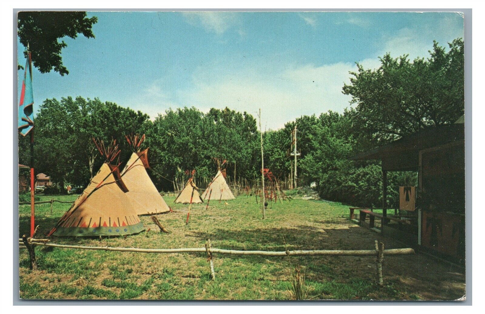 Sioux Indian Village Tourist Attraction Roadside RED CLOUD NE Nebraska Postcard