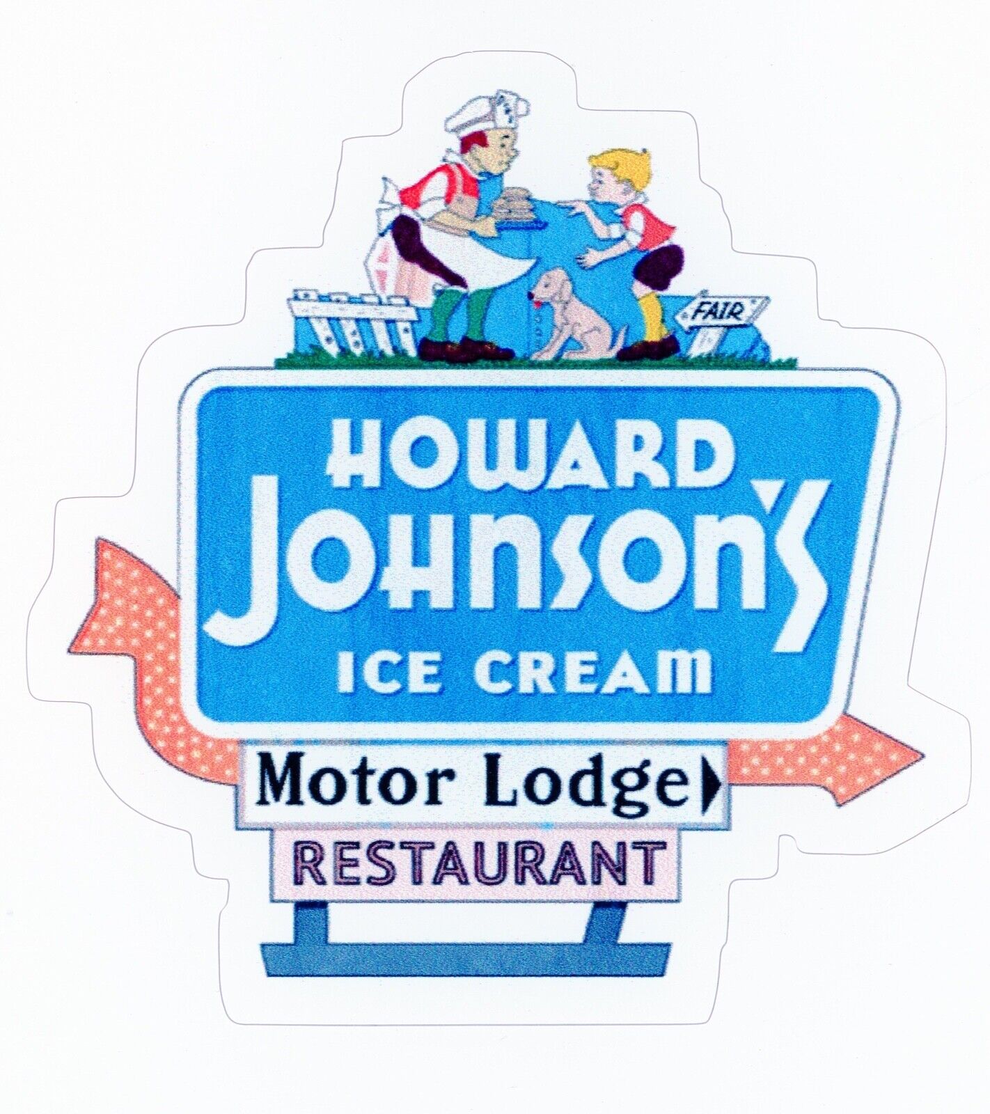Howard Johnson\'s Motor Lodge & Restaurant 1960s Logo Sticker (Reproduction)
