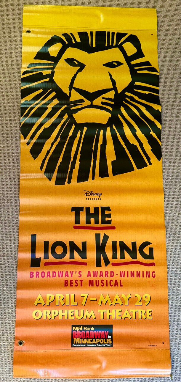 Disney The Lion King Vintage 2-Sided Vinyl Banner Rare 2005 National Tour 