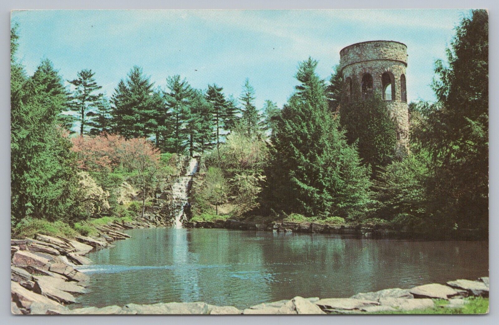 Longwood Gardens Kennett Square PA Chimes Tower Waterfalls Chrome UNP Postcard