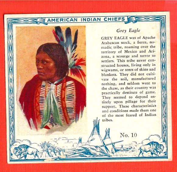 1954 T129 Red Man Chewing Tobacco - American Indian Chiefs  #10  GREY EAGLE