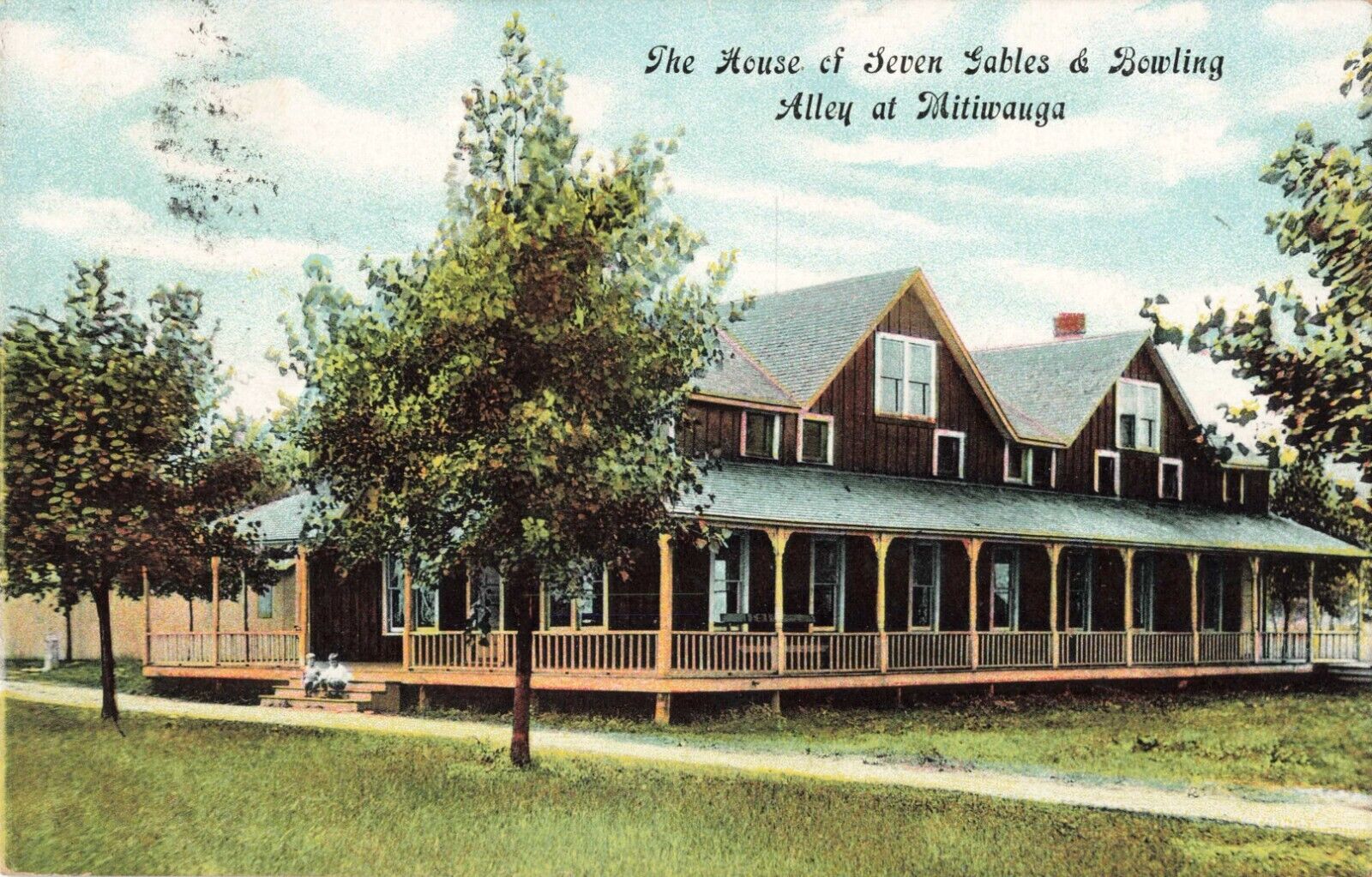 House of Seven Gables Bowling Alley Mitiwanga Huron Ohio OH 1908 Postcard