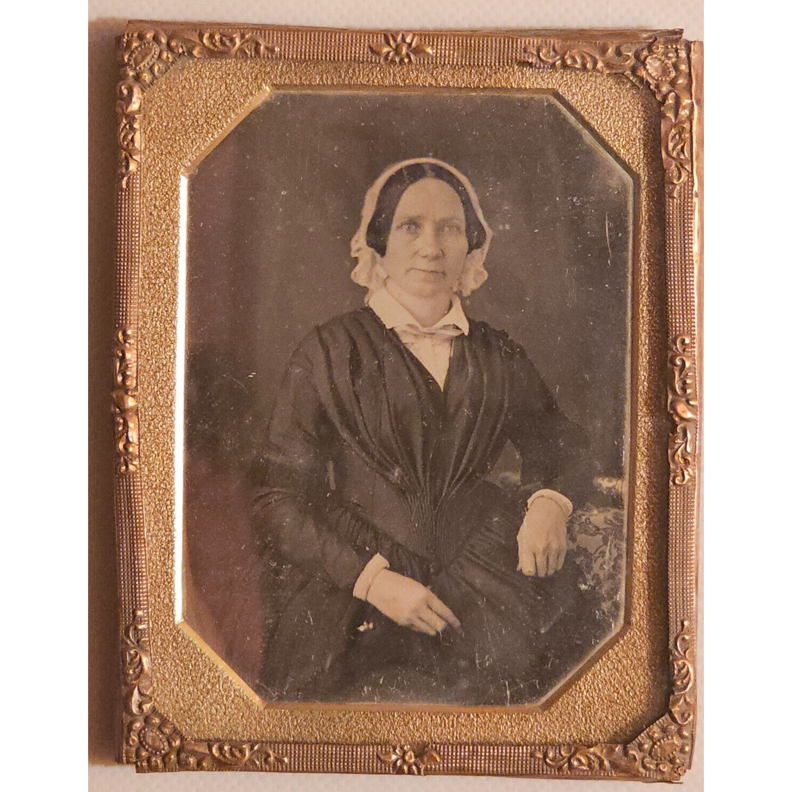 1/4th Plate Daguerreotype Of A Woman With A Bonnet