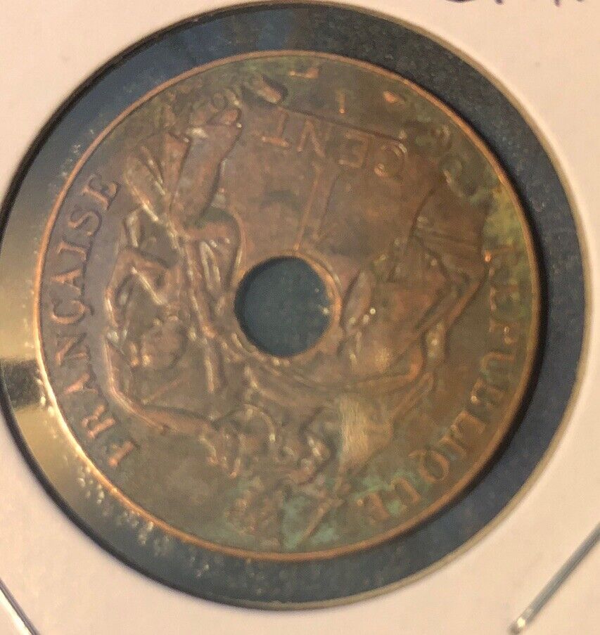 1938 A French Indo-Chine Indo-China 1 One Centime/Cent Bronze Coin-26MM-KM#12.1