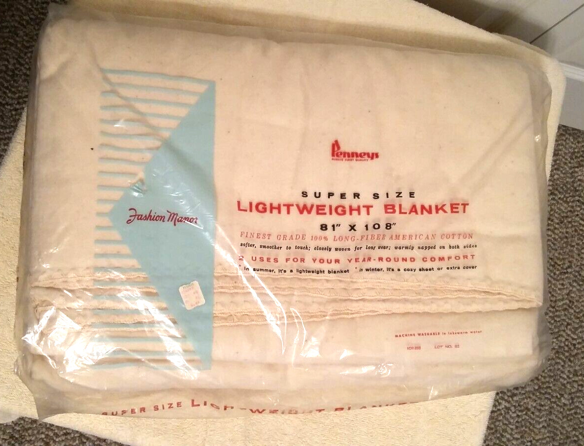 Sheet Blanket 81x 108 Full Light summer warm winter New Old Stock NOS  Ivory