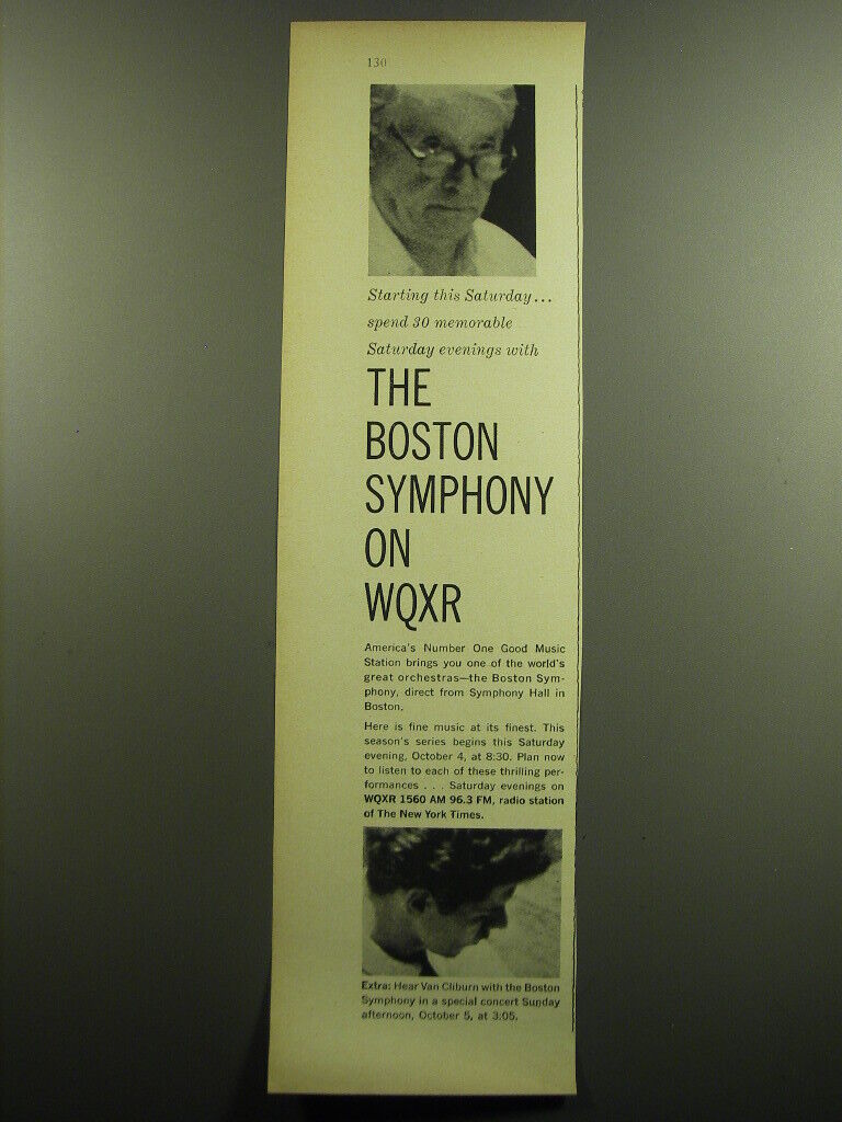 1958 WQXR Radio Ad - The Boston Symphony on WQXR