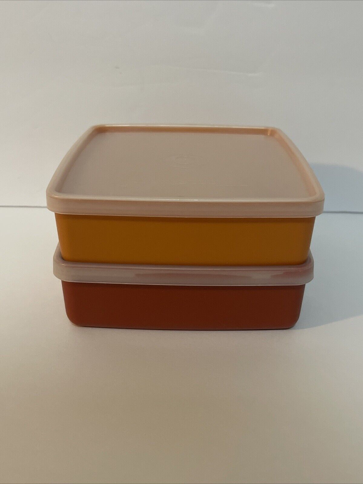 Vintage Tupperware Square Away Sandwich Container Red And Orange