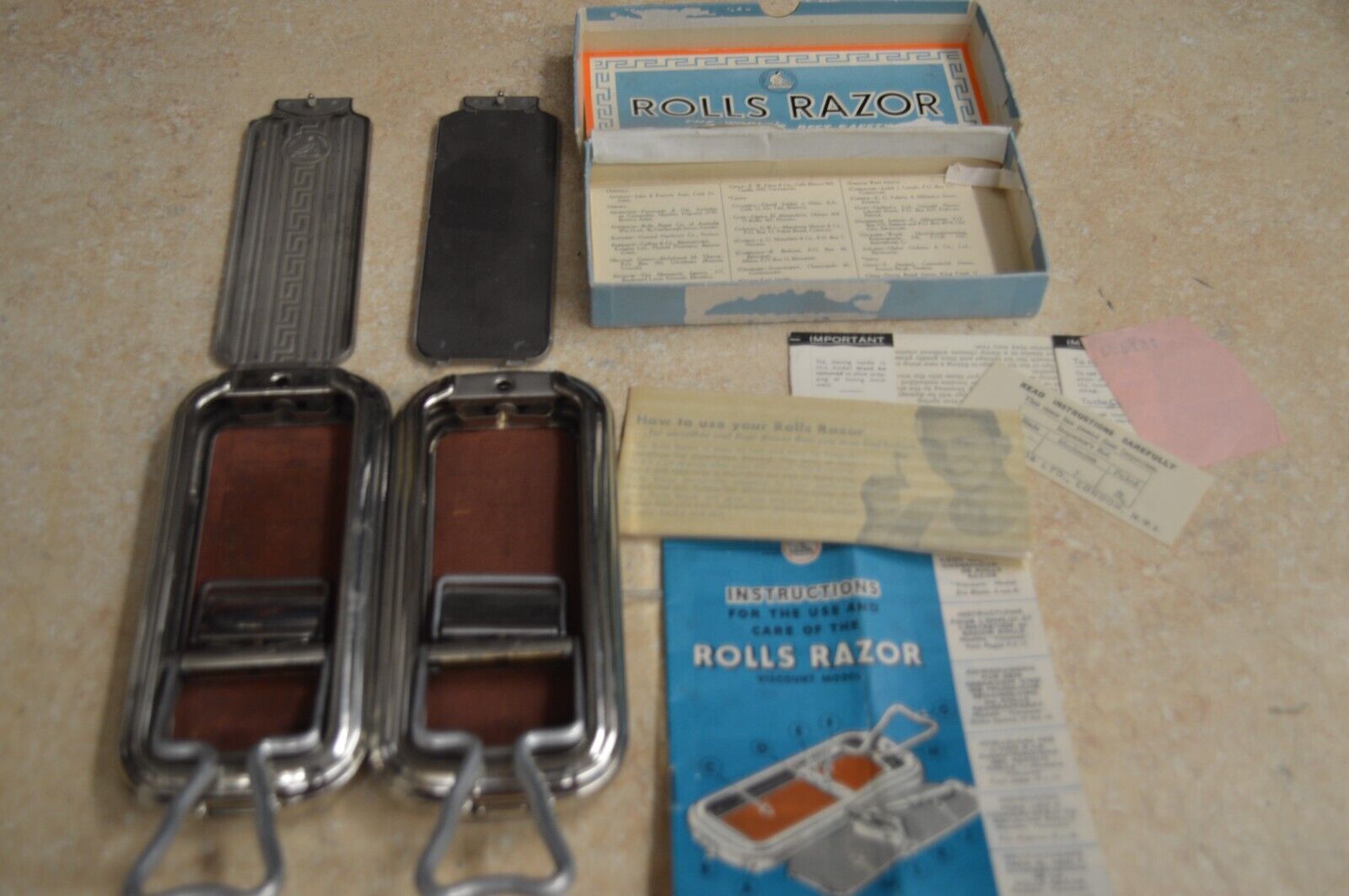 LOT OF 2 Rolls Viscount Model Safety Razor In Box + Instructions Made In England