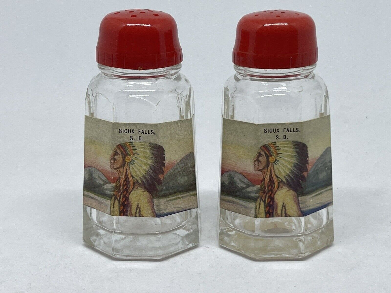 Vintage Collectable Sioux Falls SD Salt Pepper Shakers Native American Chief