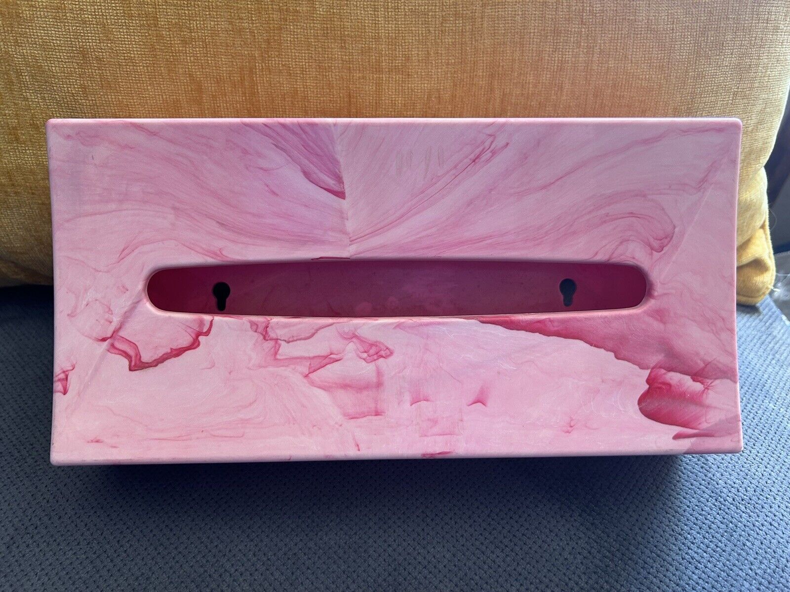 Vintage Fesco Pink Swirl Schwarz Bros. Plastic Tissue Holder Box USA