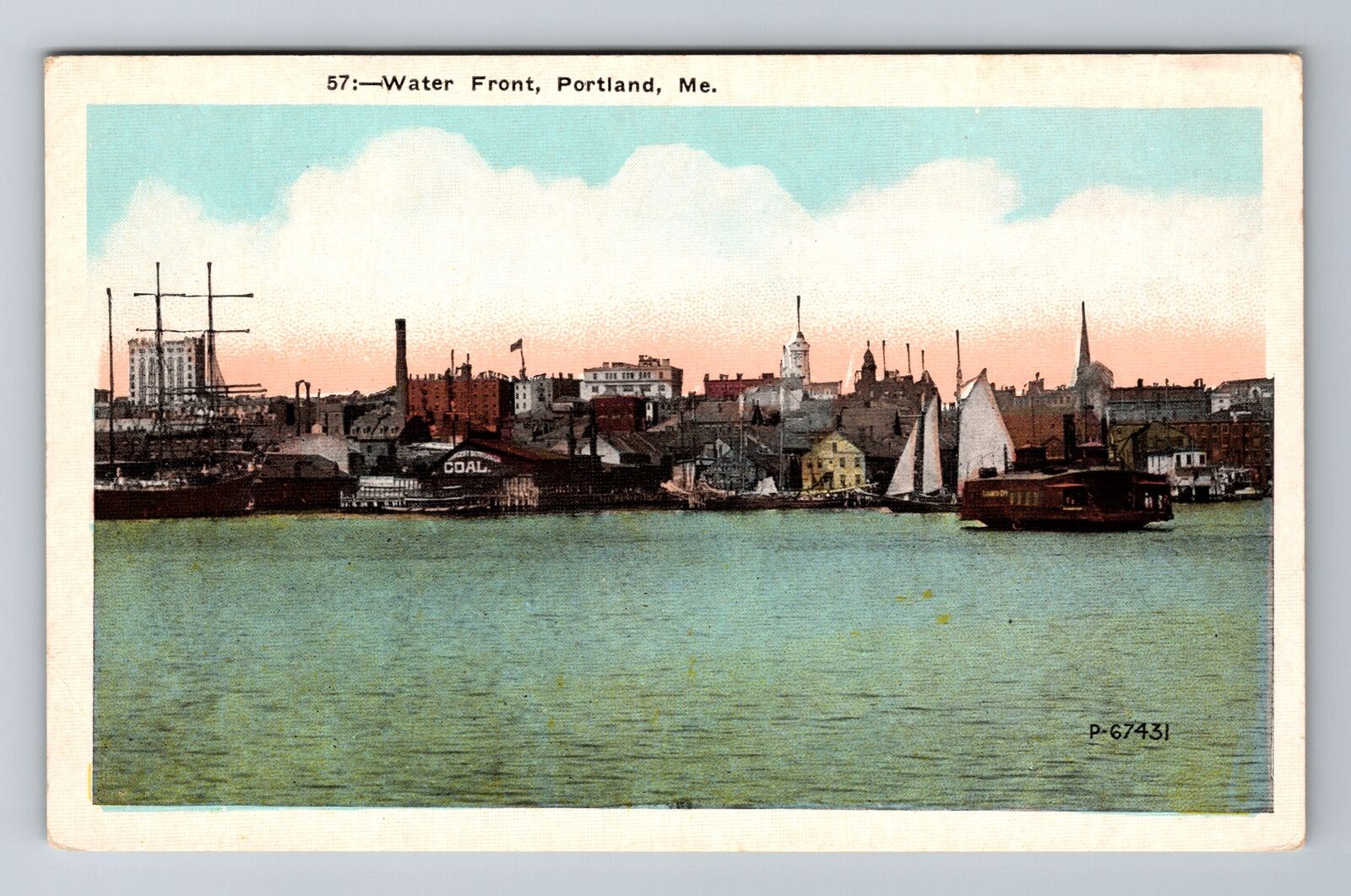 Portland ME-Maine, Water Front, Antique Vintage Souvenir Postcard