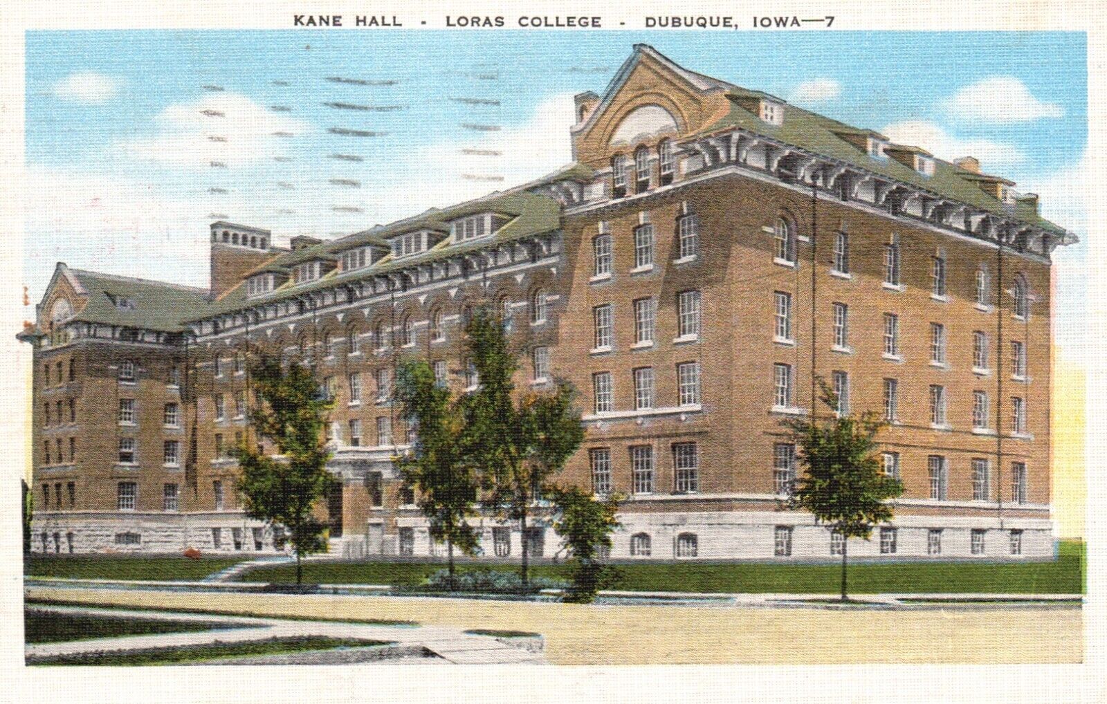 Postcard IA Dubuque Iowa Loras College Kane Hall 1955 Linen Vintage PC G7918