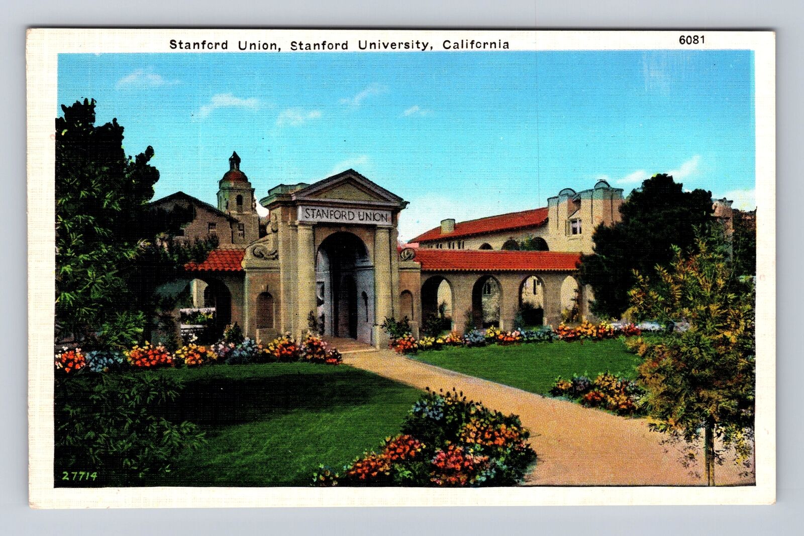 Stanford CA-California, Stanford Union, Stanford University, Vintage Postcard