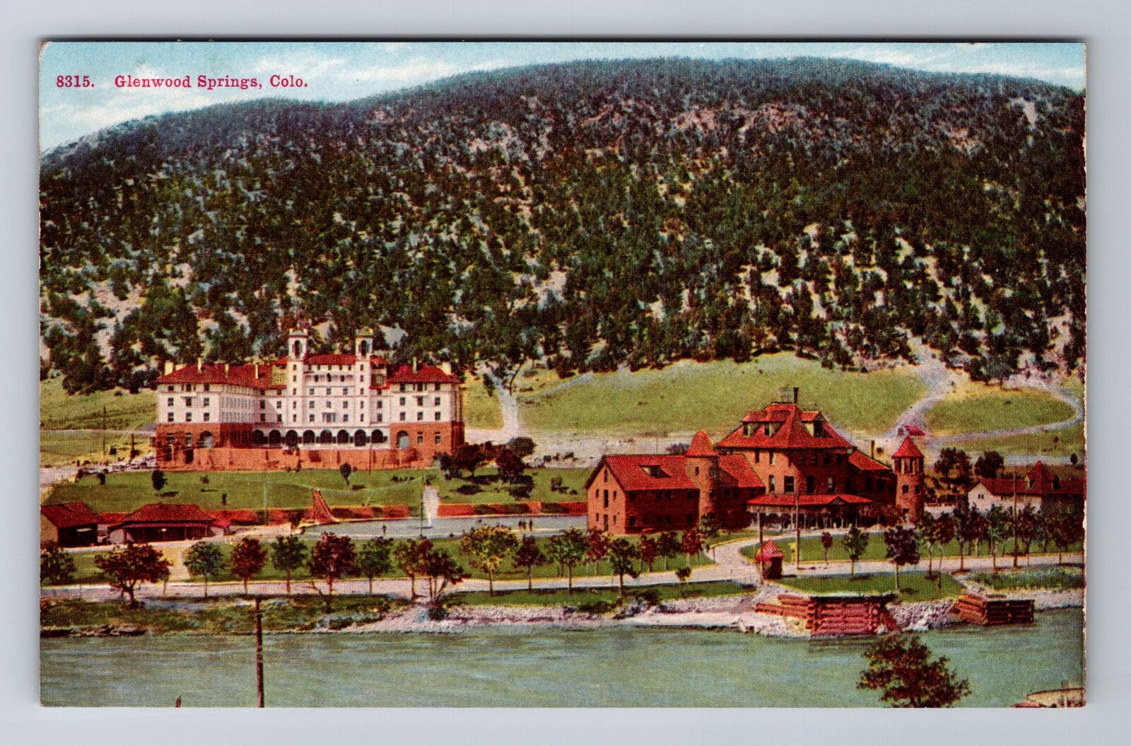 Glenwood Springs CO-Colorado, Bird\'s Eye Lakefront Hotels View, Vintage Postcard