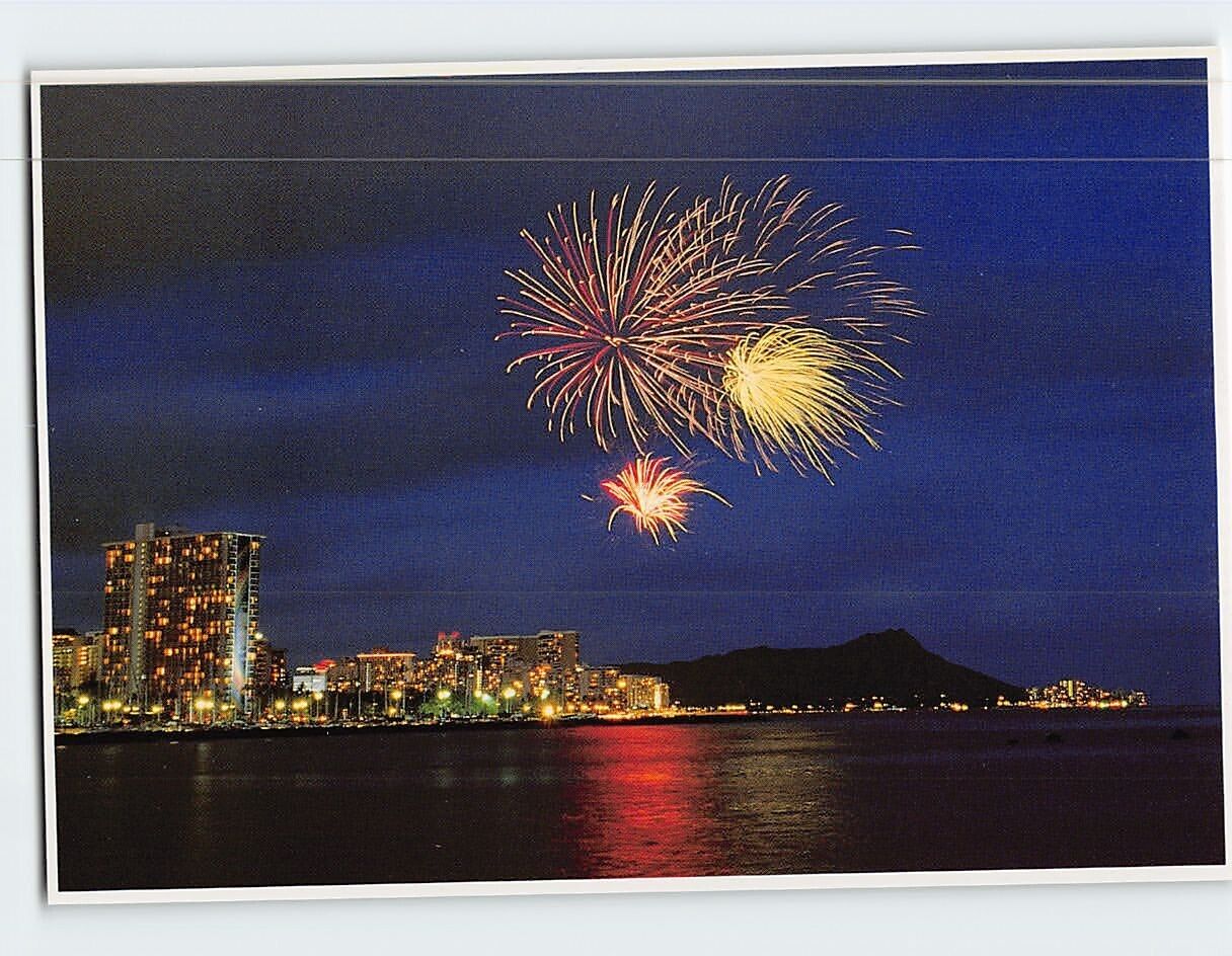Postcard Night Sky Above Waikiki Hawaii USA