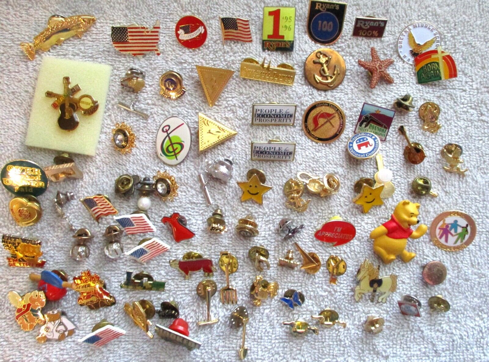 Tac Pins Vintage and Modern 75 Pieces Large Lot