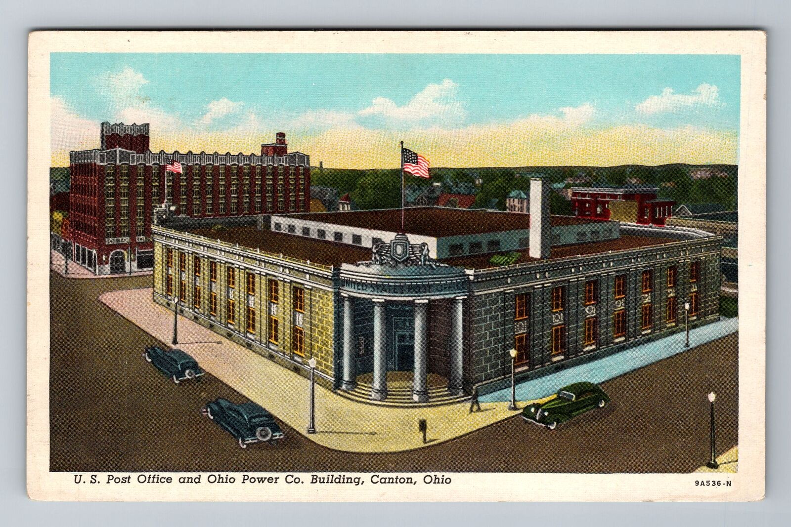 Canton OH-Ohio, United States Post Office, Aerial, Antique Vintage Postcard