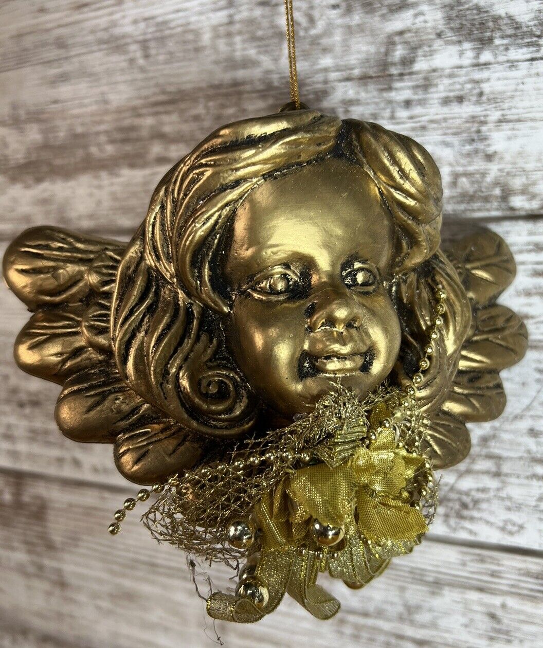Gold Cherub Angel Wings Ornament 6 Inch