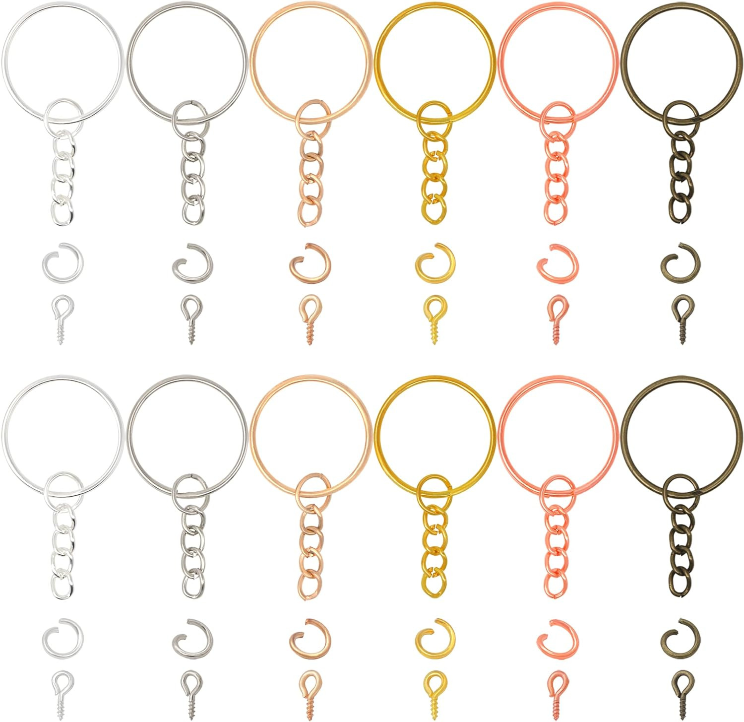YAKA 360Pcs Sliver Key Chain Rings Kit, 120Pcs Keychain Rings,120Pcs Screw Eye P