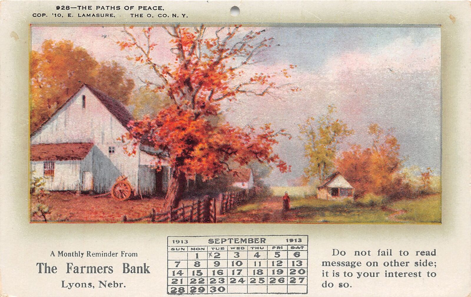 J65/ Lyons Nebraska Postcard c1910 Farmers Bank Advertisement 135