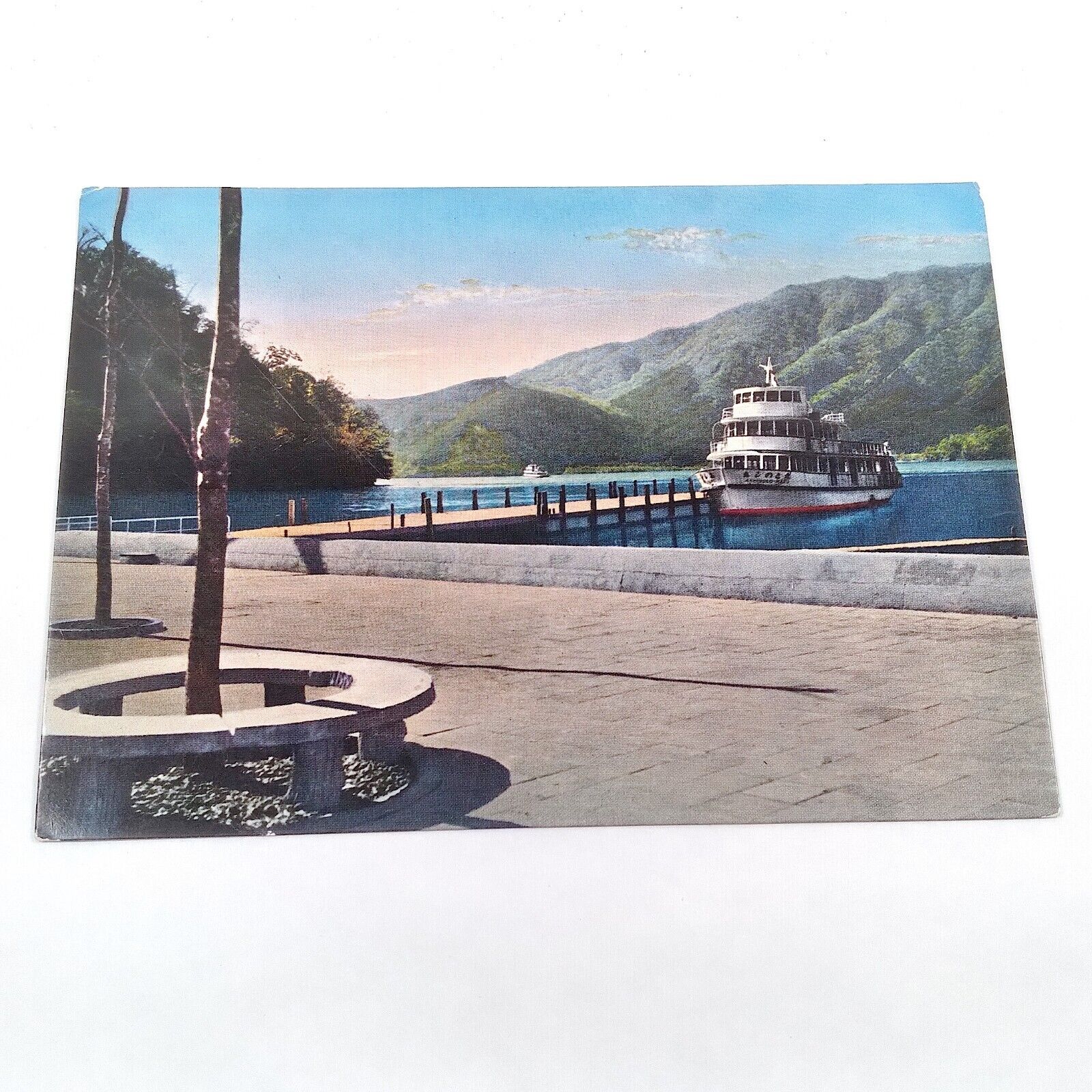 Japan -Ashi Lake Tour Boat- Kojiri Pier National Park Posted 1961 Postcard 4x6