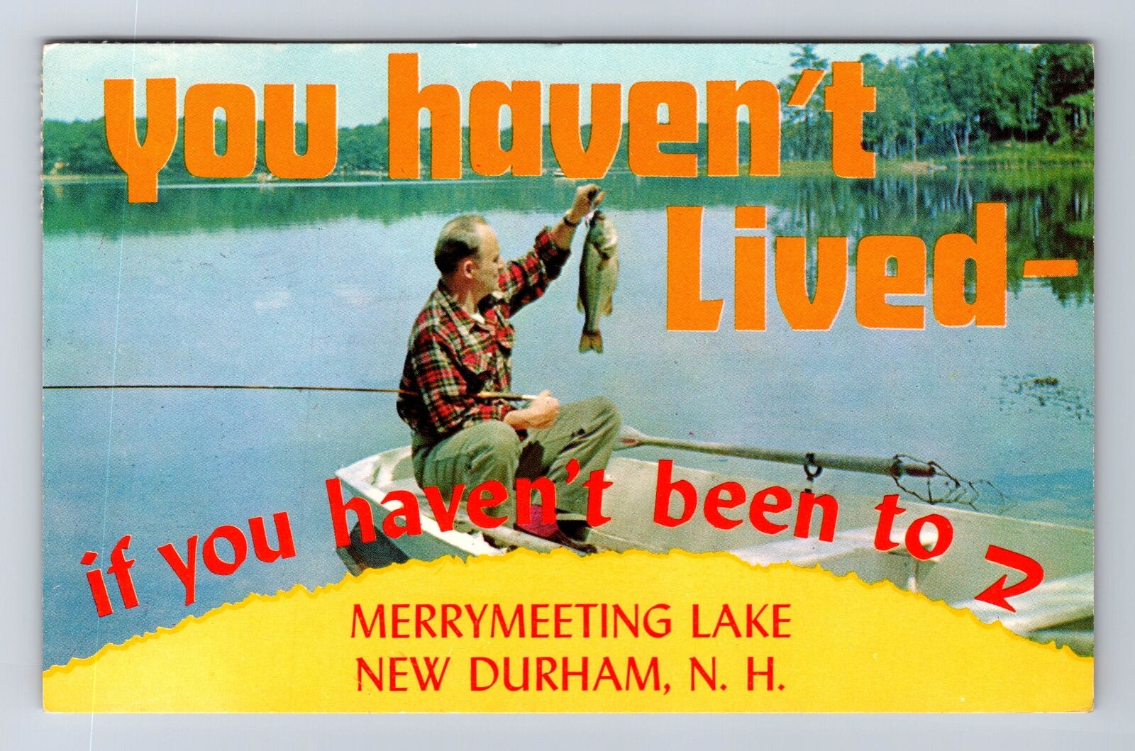 New Durham NH-New Hampshire, Meeting Lake, Greetings, Vintage c1967 Postcard