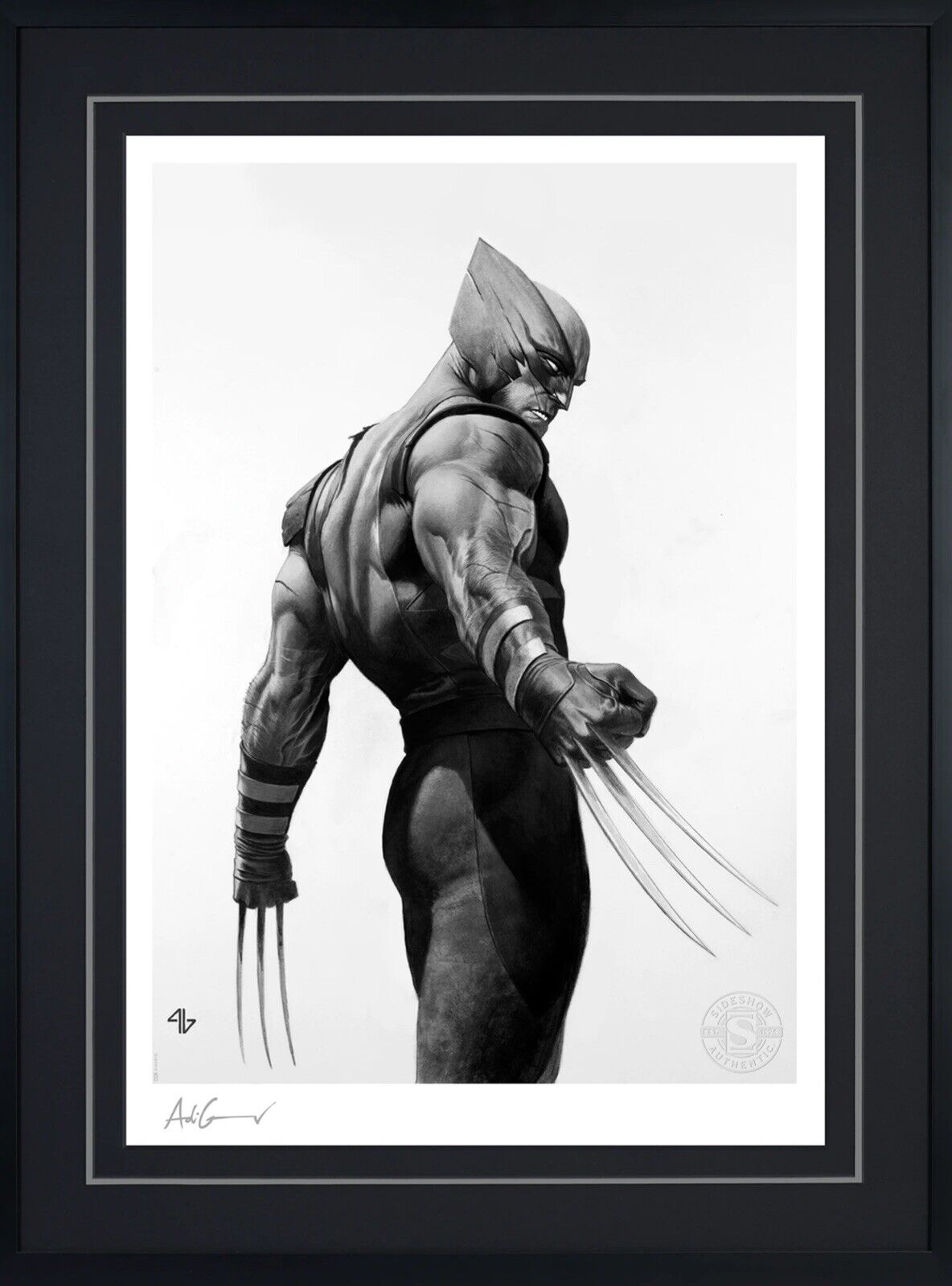 Sideshow Wolverine Framed Art Print by Adi Granov Black And White Variant