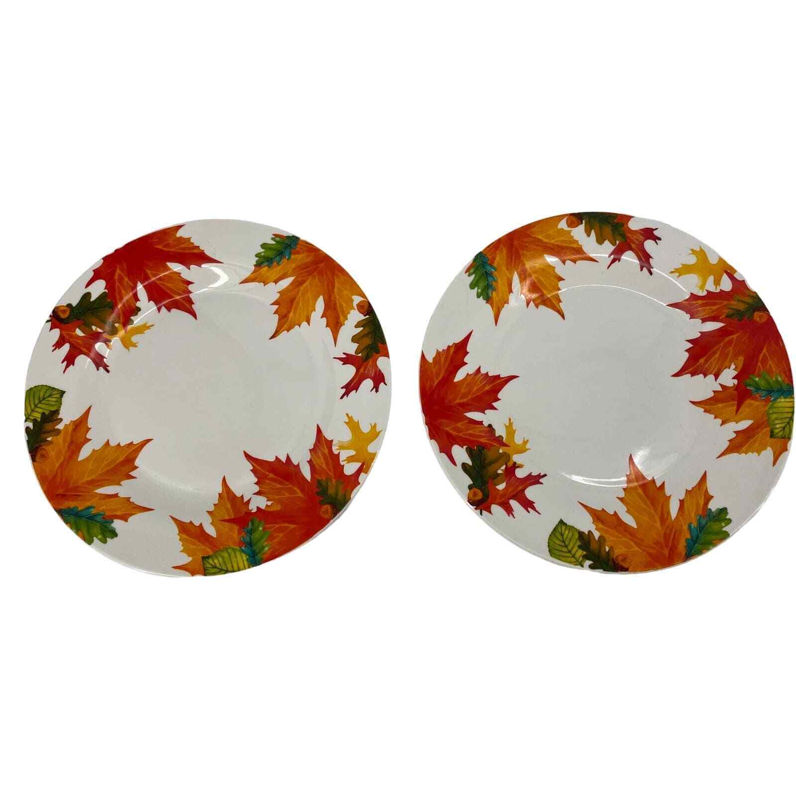 Set 2 Royal Norfolk dinner plate Fall Autumn Leaves Acorn Thanksgiving 10.5\