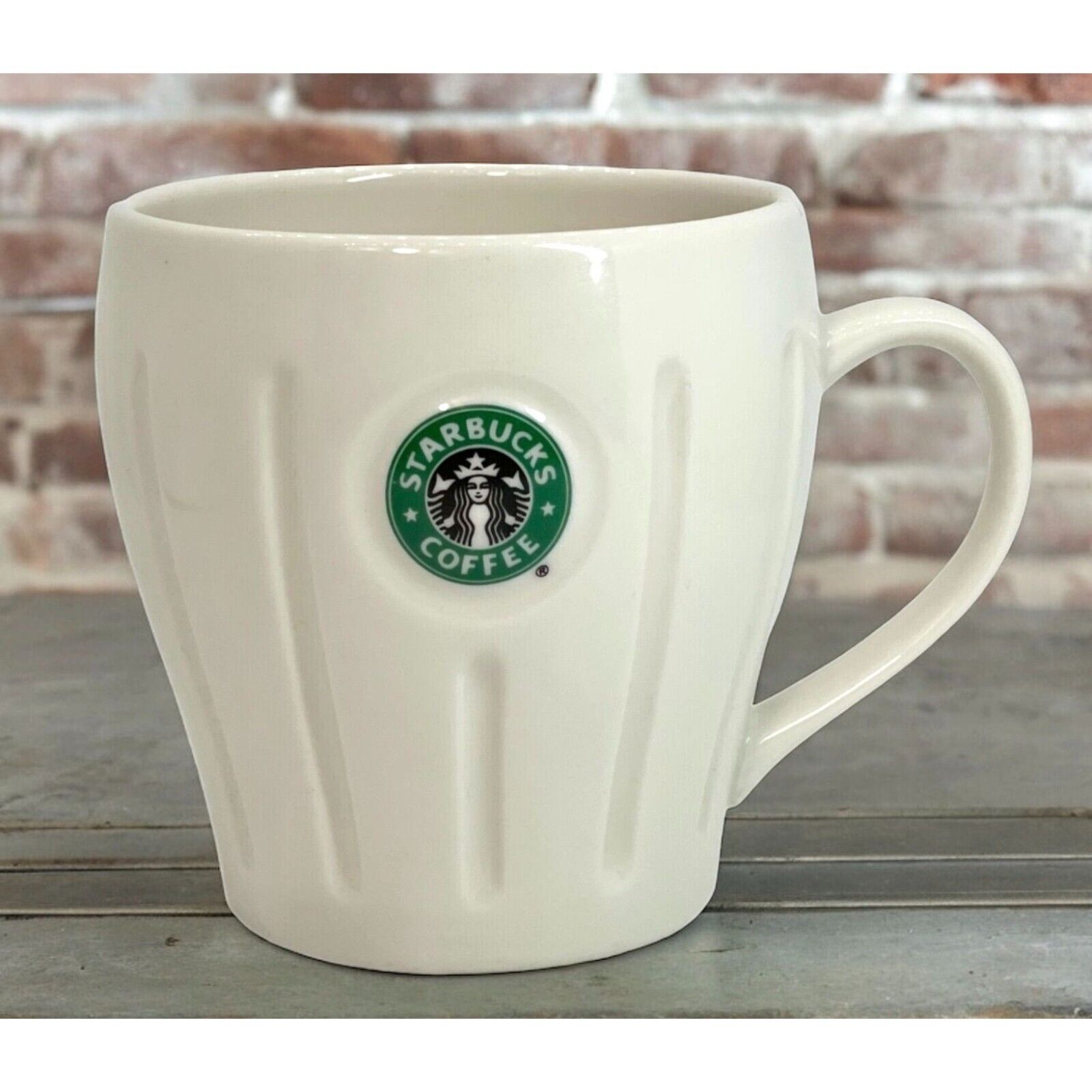 Starbucks 2003 Barista Mermaid Logo Pleated Ceramic Coffee Tea Mug Cup 18 oz