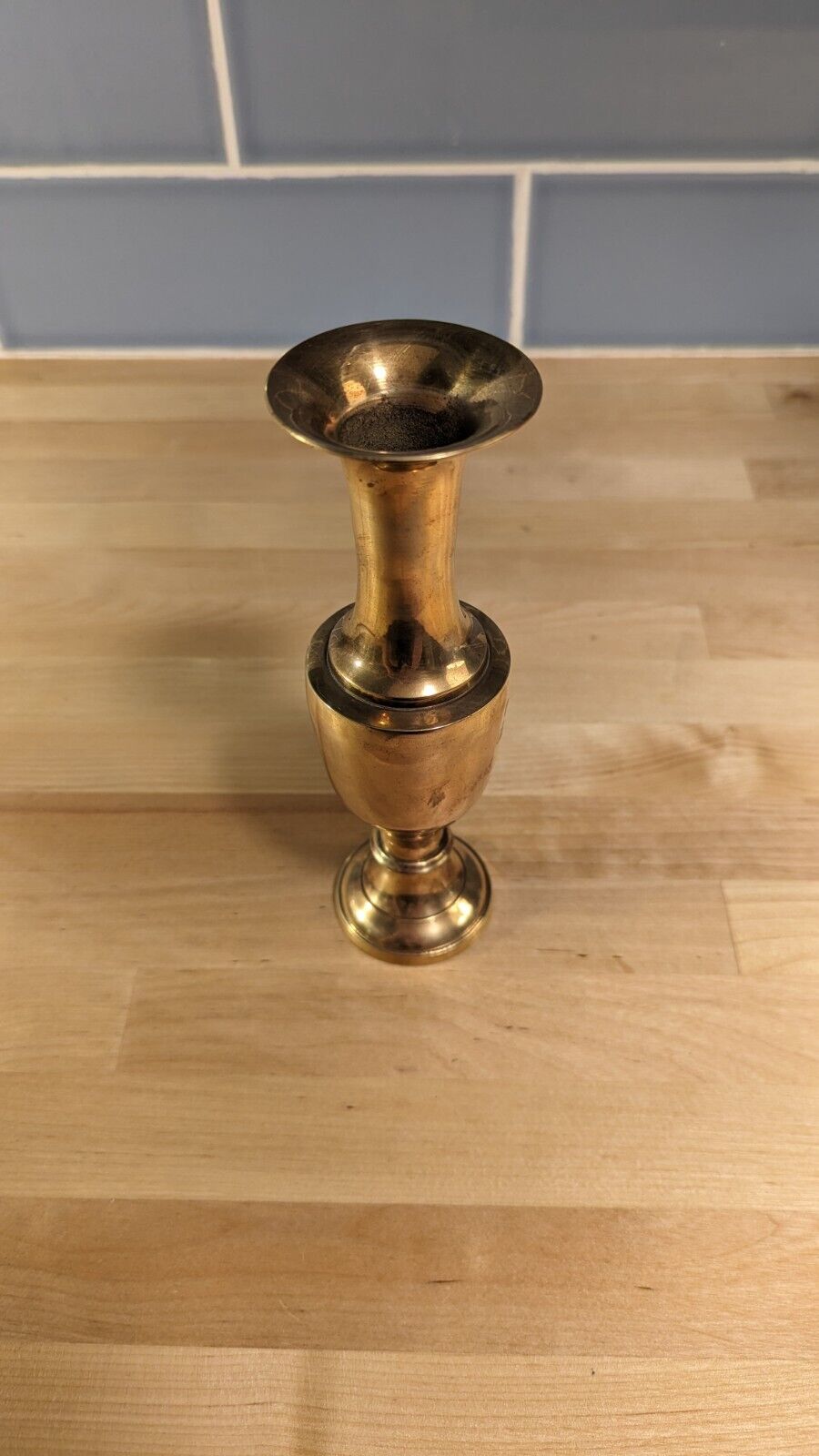 Elegant Indian Polished Brass Footed Bud Vase - Handcrafted in India (7.5 x 2.5)