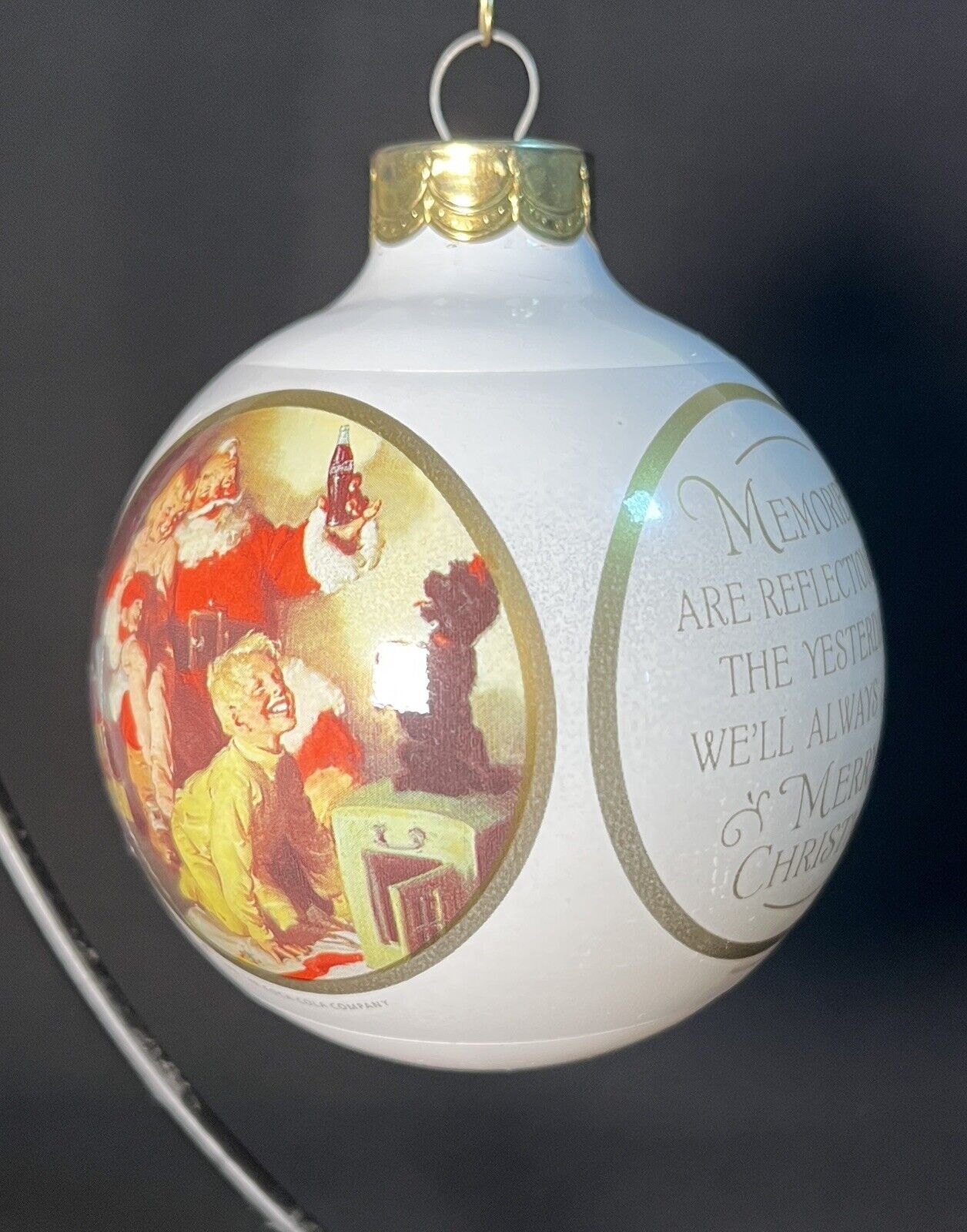 Vintage 1986 Hallmark Coca-Cola Santa Glass Ornament Christmas Holiday 