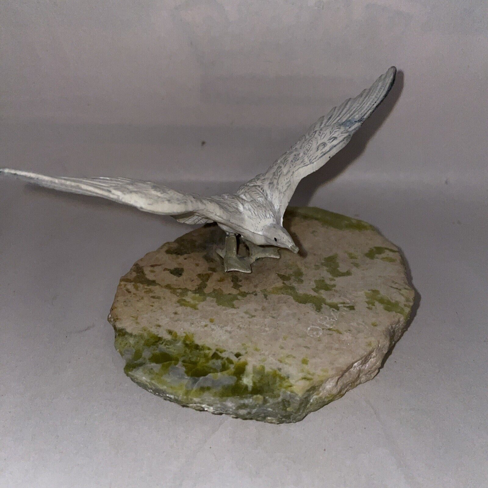 Oban Scotland Statute Of A Seagull Made Of Die Cast Metal On Rock / Stone Base