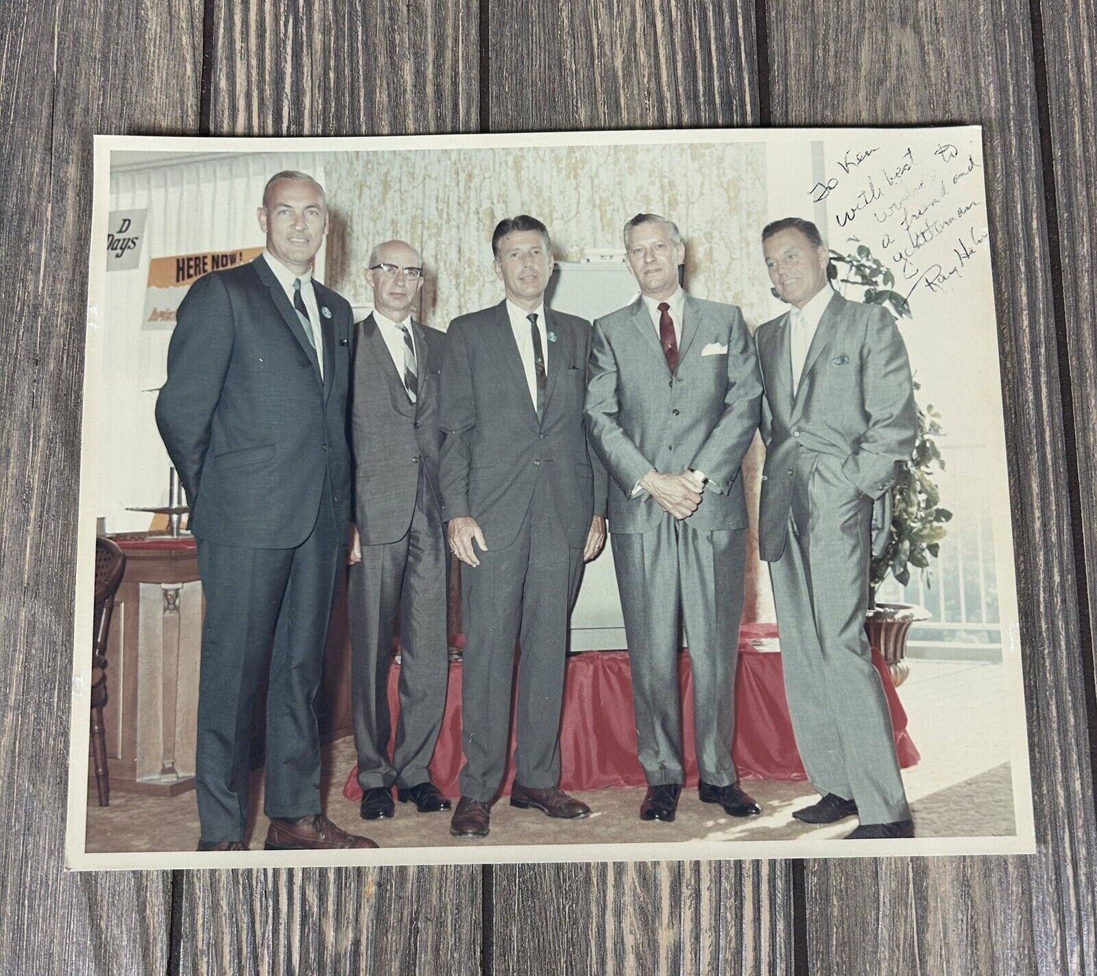 Vintage Group Of 5 Men Signed To Ken From Ray Photograph