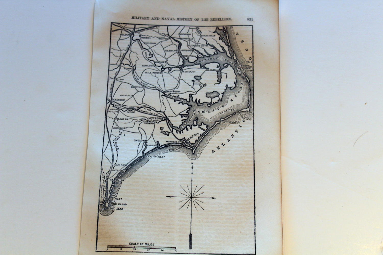 1866 AUTHENTIC FINE ANTIQUE CIVIL WAR MAP-FORTS OF THE OUTER BANKS