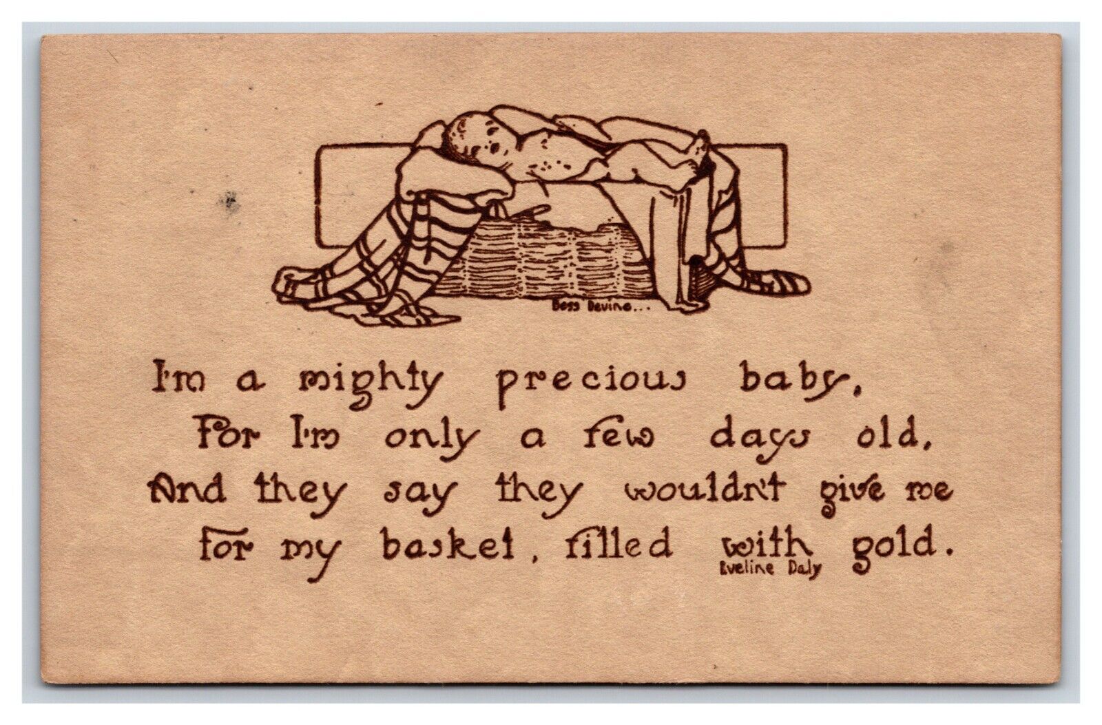 Mighty Precious Baby Birth Announcement Unused Raymond Howe DB Postcard H24