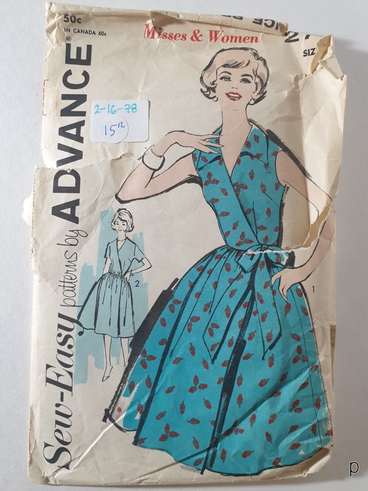 Advance 2710 Vintage 1950s Style Dresses Sewing Pattern Size 14