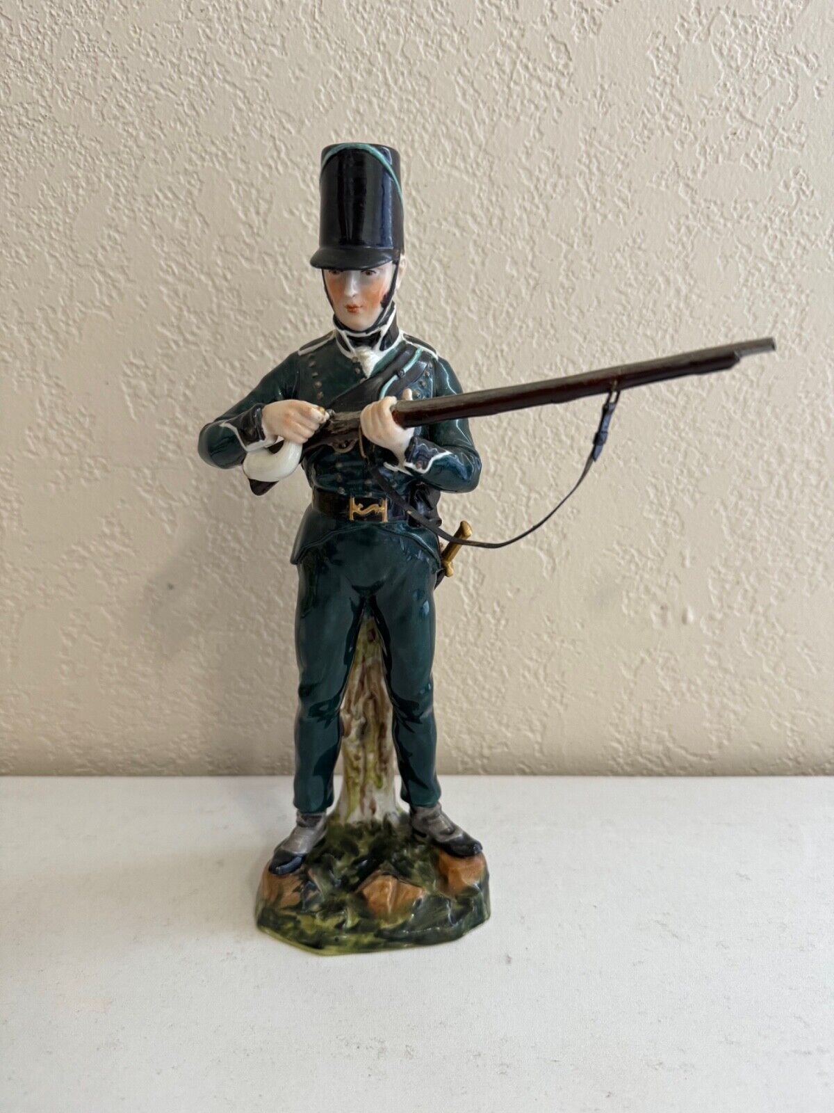 Antique Porcelain Military Figurine 1815 95th Rifleman Brigade Made in Dresden