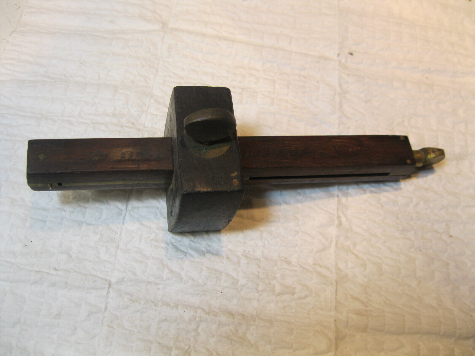 Vintage 2 Pin Brass & Wood Carpenter\'s Mortice Marking Gauge - Woodworking