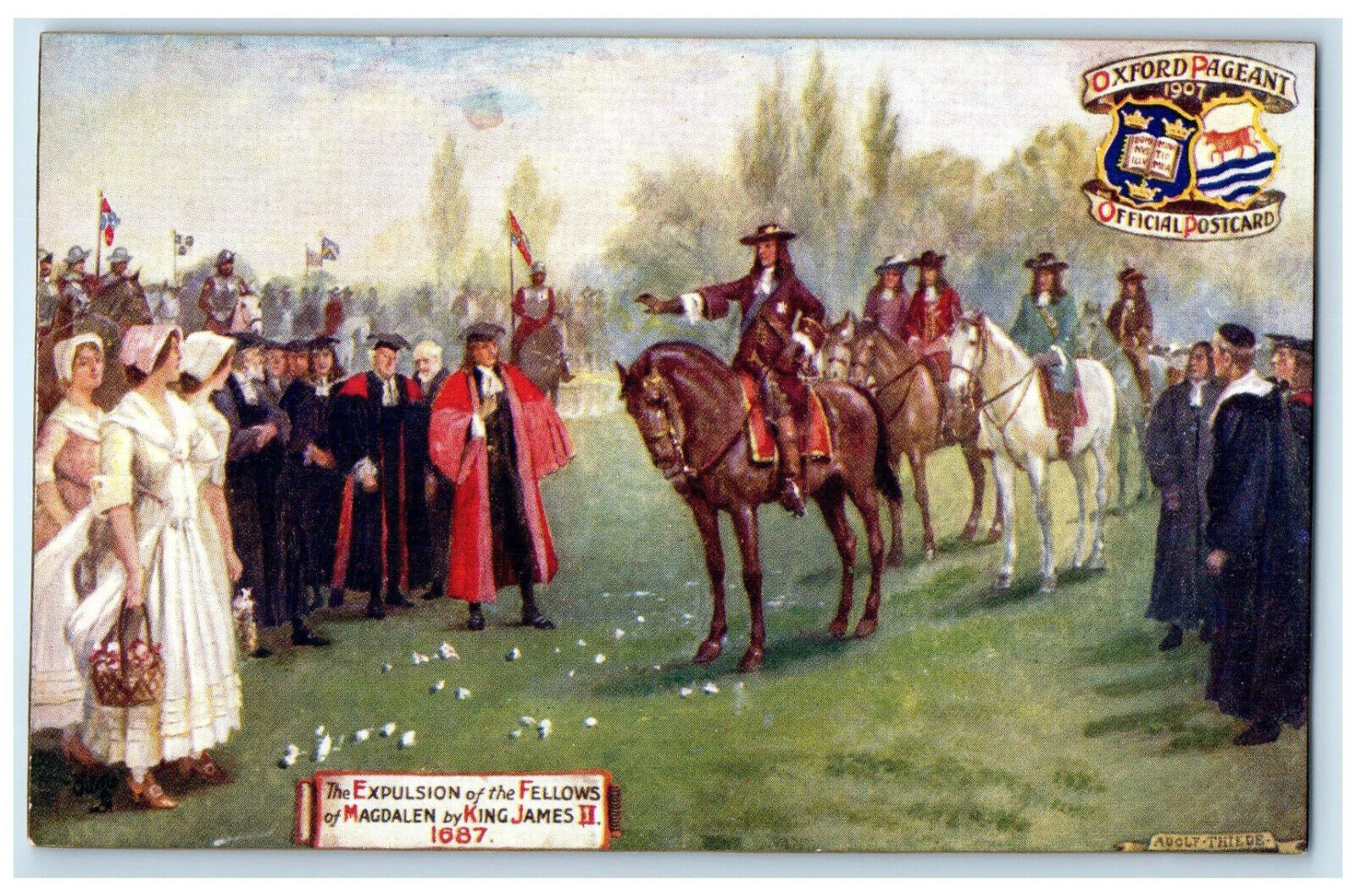 c1910 Expulsion of Fellows of Magdalen Oxford England Oilette Tuck Art Postcard