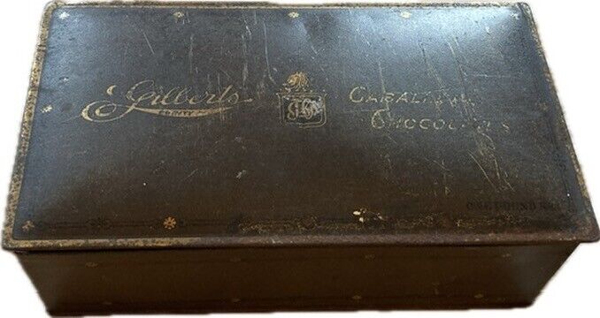 Vintage Rusty Collectible John O Gilbert Chocolate Company Tin Box Caballero