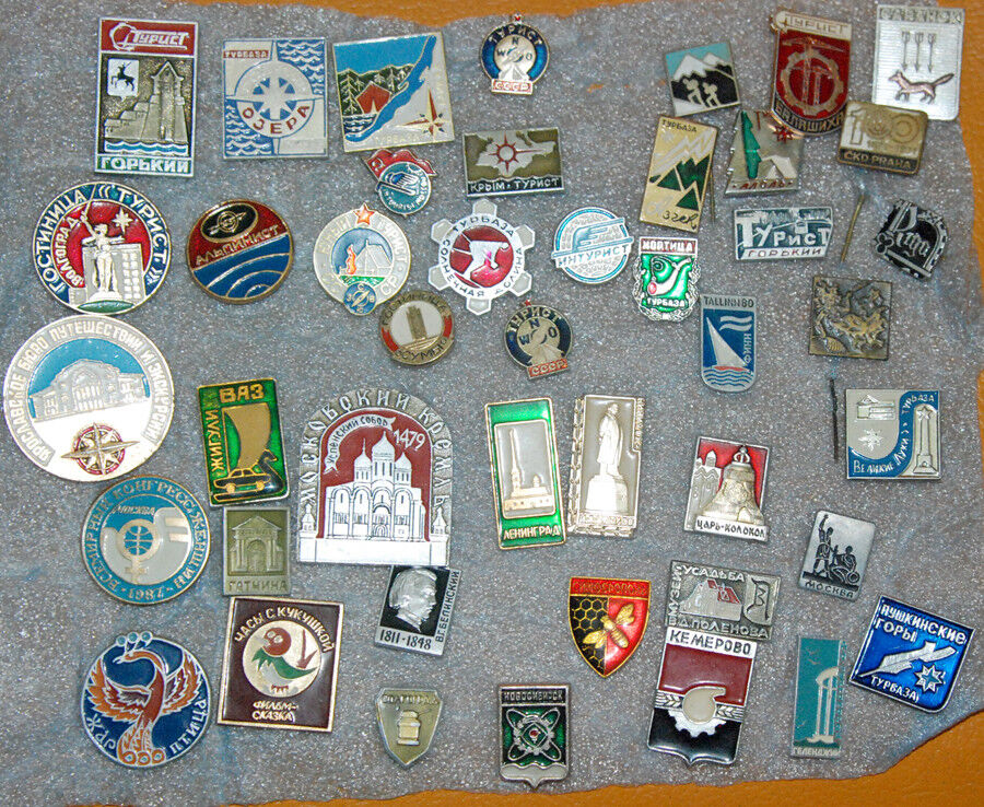1970s Soviet diffrent Tourist Metal Collection pins lot 46