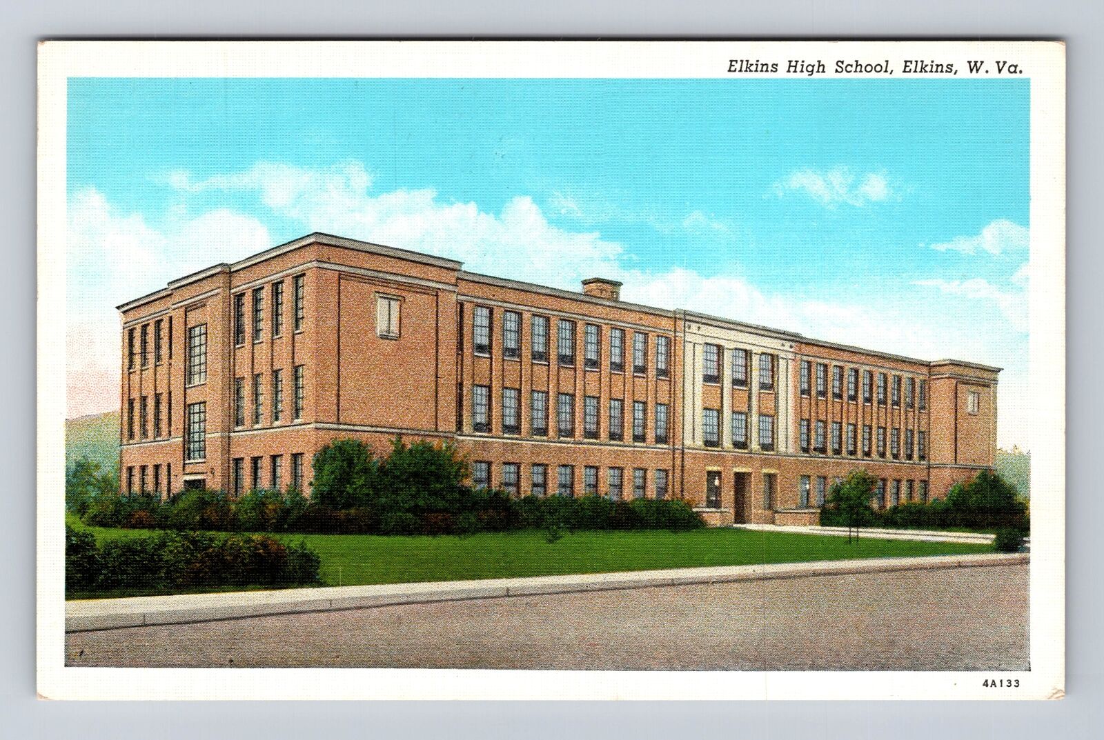 Elkins WV-West Virginia, Elkins High School, Antique, Vintage Souvenir Postcard