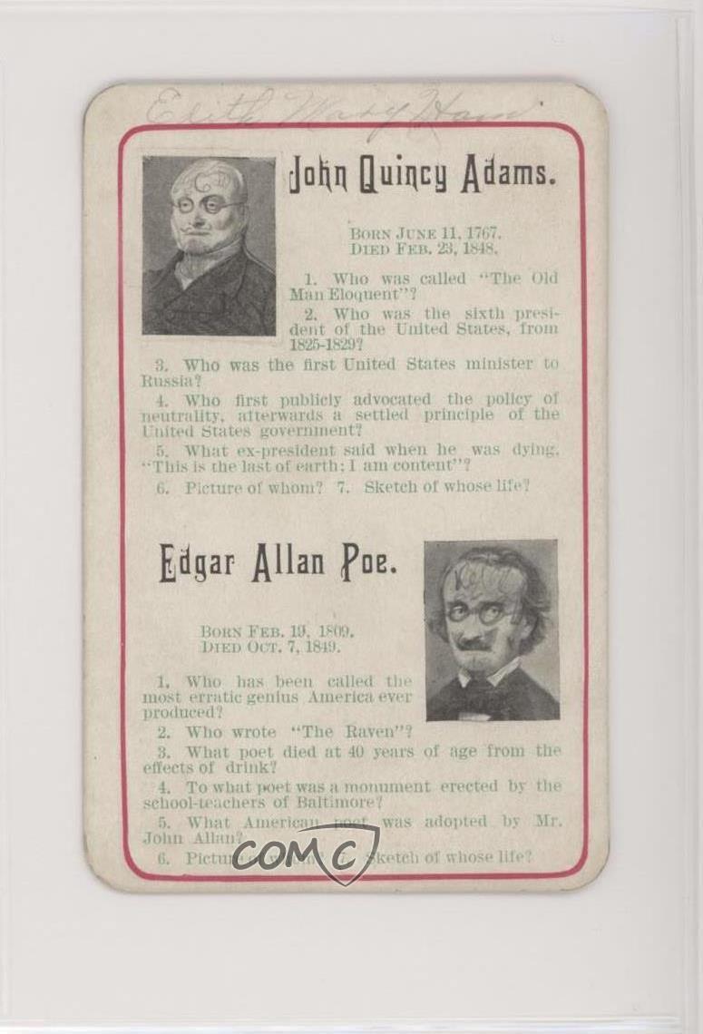 1897 WM Ford Progressive Chautauqua John Quincy Adams Edgar Allan Poe 0w6