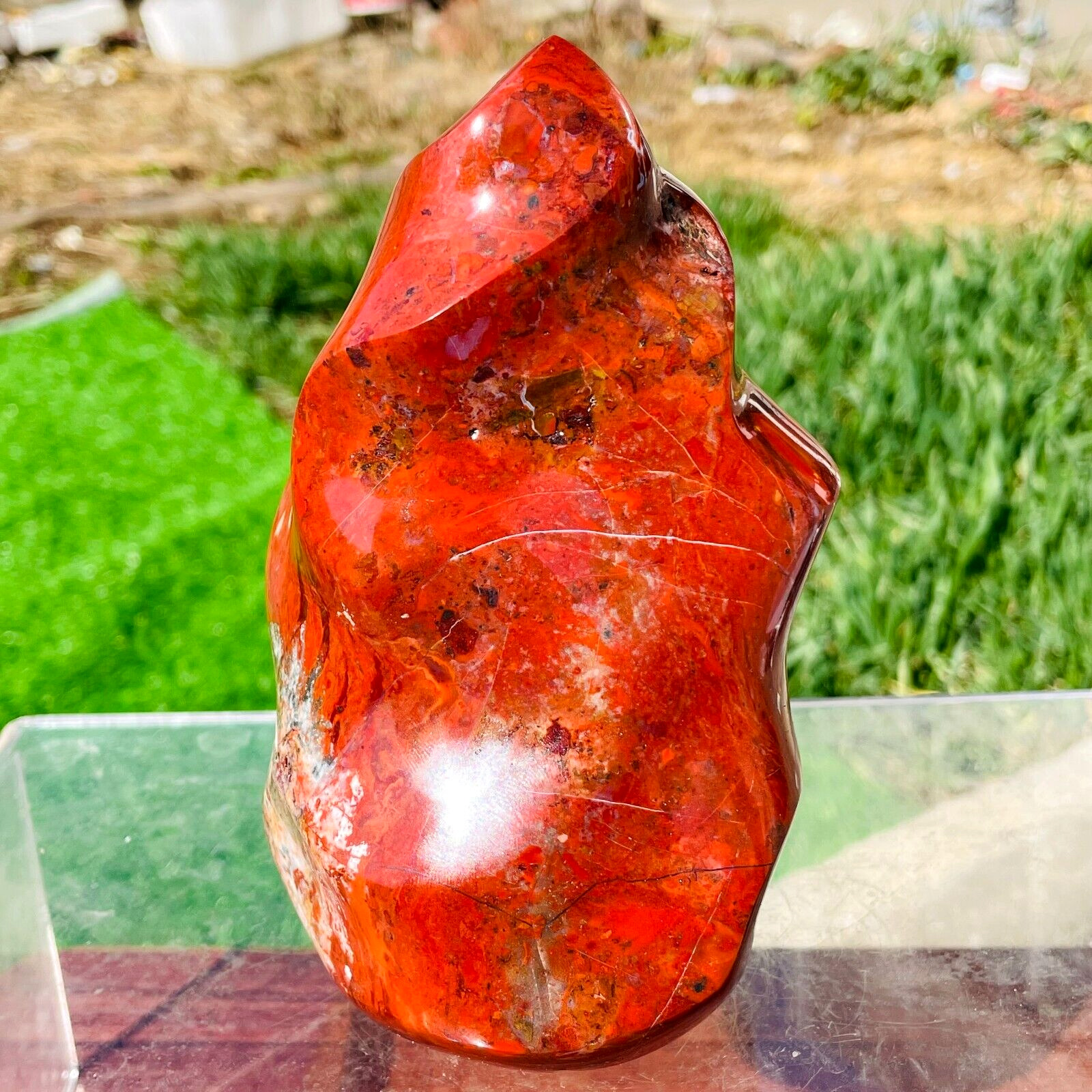 1170g Rare Large Natural Red Ocean Jasper Torch Quartz Crystal Display Healing