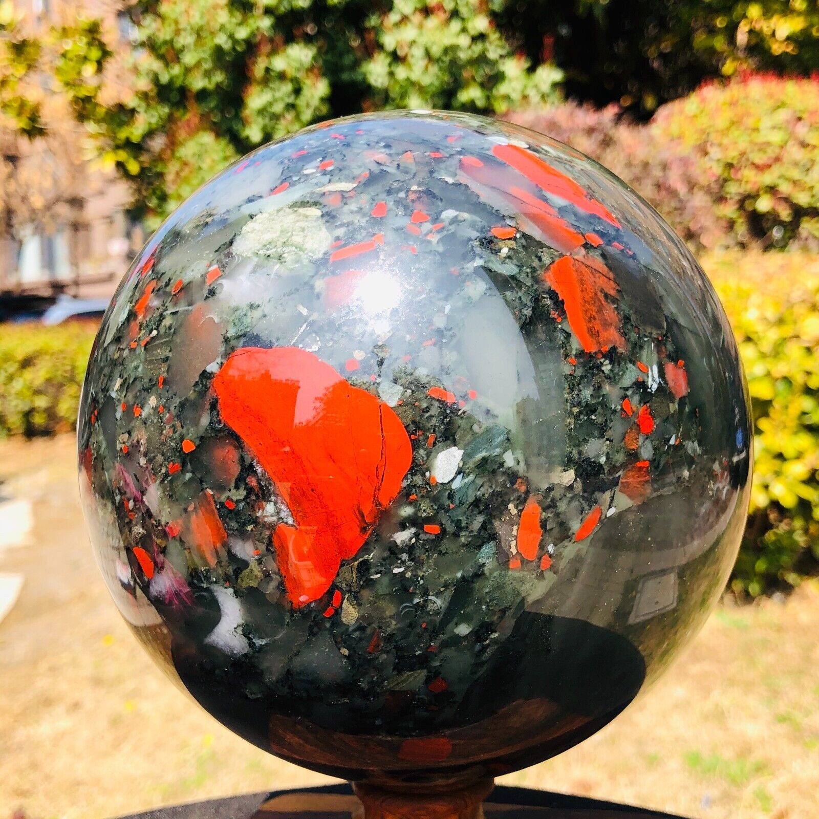 11.44LB Natural African blood stone ball crystal Quartz polished Sphere Healing