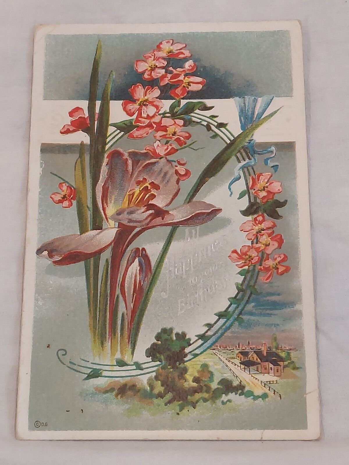 Vintage All Happiness To Your Birthday Flowers Bouquet D Goldie Postcard