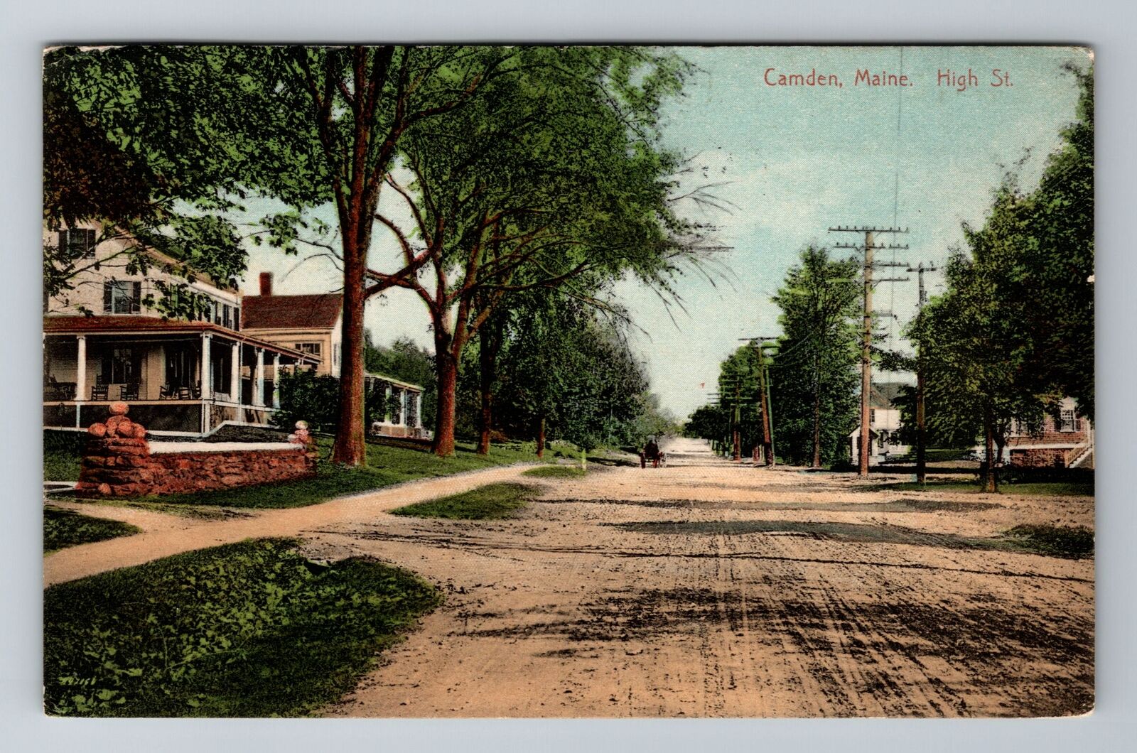 Camden ME-Maine, High St, Antique, Vintage c1911 Postcard