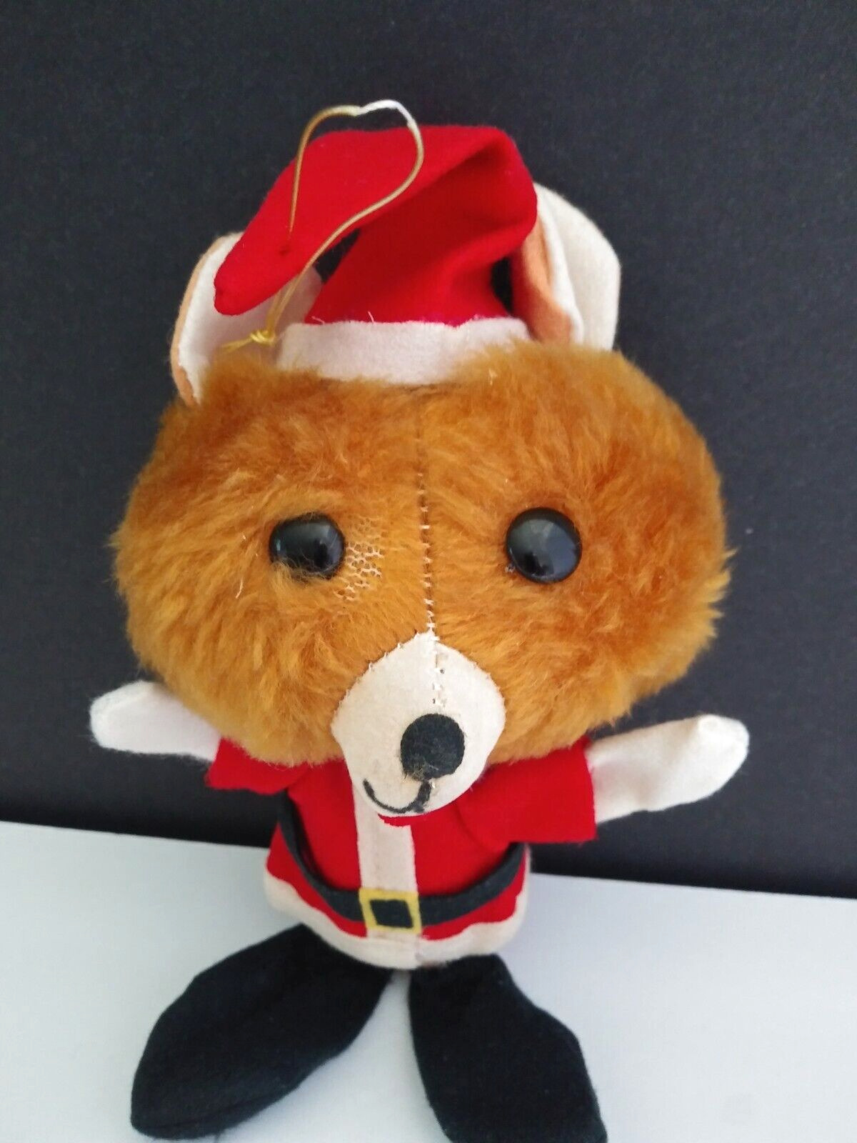 Vintage Felt Santa Fox Christmas Ornament Hanging Faux Fur Plush Japan
